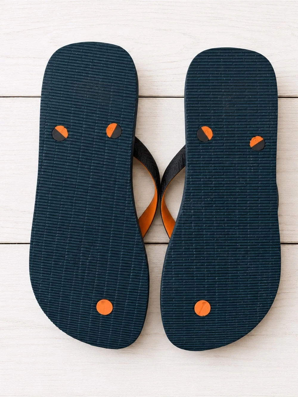 Havaianas Men’s Flip Flops Navy Orange Green Logo Size 11/12 Brazil 43/44
